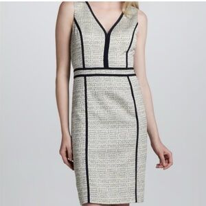 Tori Burch Cream and Navy Sleeveless Daron Sheath Dress